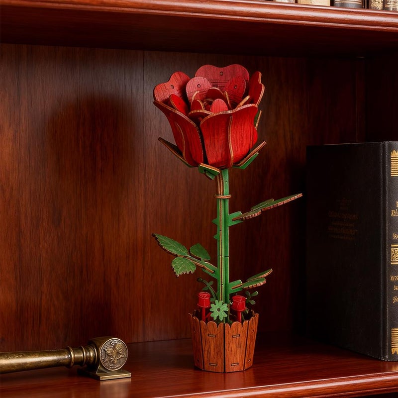 3D Flower Wooden Puzzles for Adults,DIY Wooden Flowers Model Kit Building Set Crafts for Adults to Build,Home Decoration and Valentine's Day Toy Gift Set for Women Mom Christmas,Birthday,Valentine's - Image 3